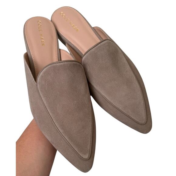 NEW Cole Haan Piper Pointed Tan Suede Slip On Mules w/1.5" Heel Work/Office-8.5 - Picture 1 of 6